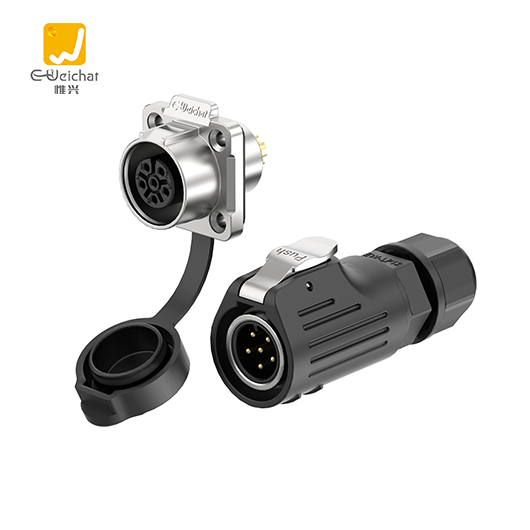 LP12型6芯焊接款金属+塑料5A信号法兰防水连接器航空插头插座