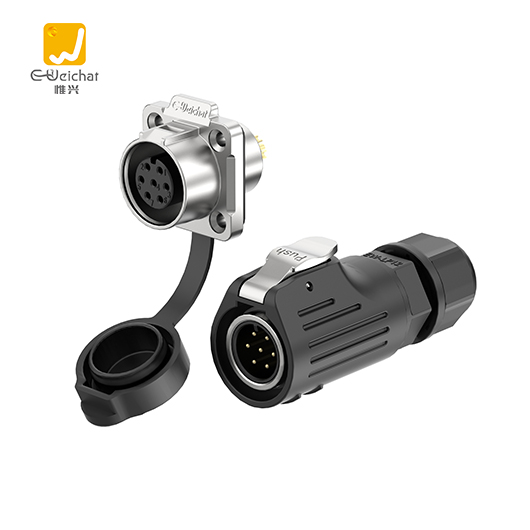 LP12型7芯焊接款金属+塑料3A电源面板防水连接器航空插头插座