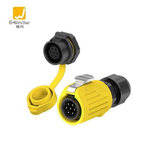 LP16型7芯黄色塑胶焊接款电源面板防水连接器航空插头插座