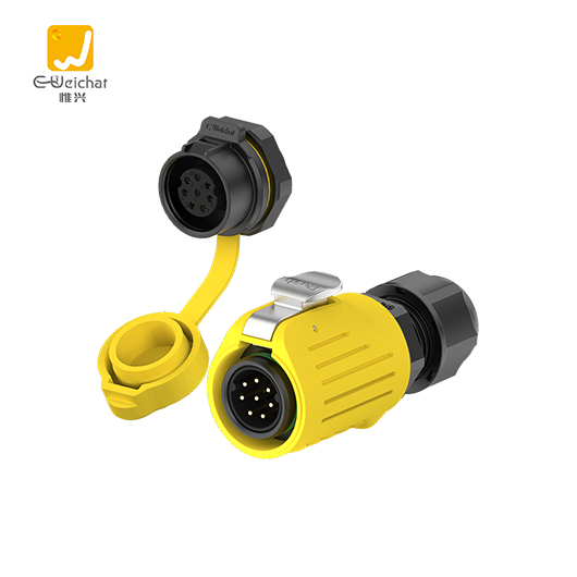 LP16型8芯黄色塑胶焊接款电源面板防水连接器航空插头插座