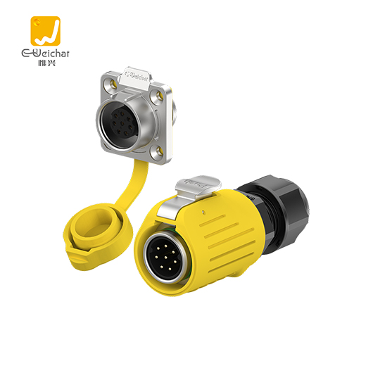 LP16型8芯黄色金属焊接款电源法兰防水连接器航空插头插座