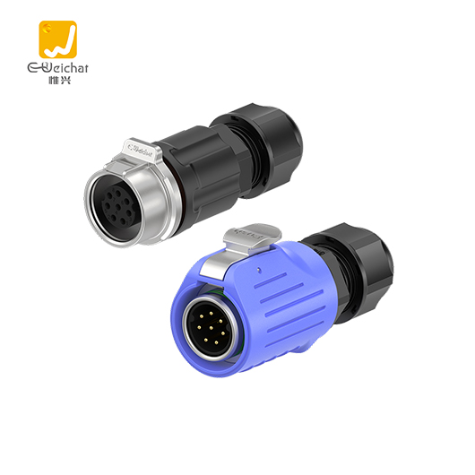 LP16型8芯蓝色金属焊接款10A电源对插防水连接器航空插头插座