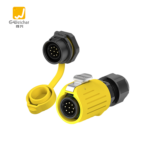 LP16型9芯黄色塑胶焊接款电源面板防水连接器航空插头插座