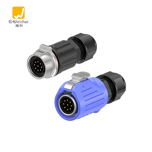 LP16型9芯蓝色金属焊接款10A电源对插防水连接器航空插头插座