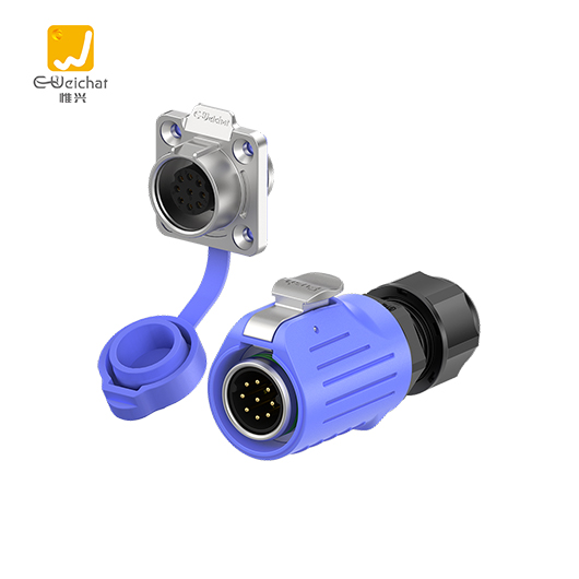 LP16型9芯蓝色焊接款10A电源法兰金属款防水连接器航空插头插座