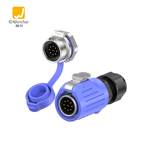 LP16型9芯蓝色焊接款10A电源面板金属款防水连接器航空插头插座