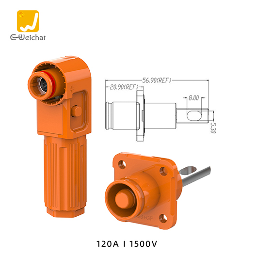 惟兴光孔可旋转橙色E120储能连接器IP67防水