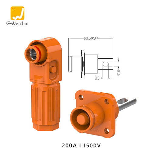 惟兴光孔可旋转橙色E200储能连接器IP67防水