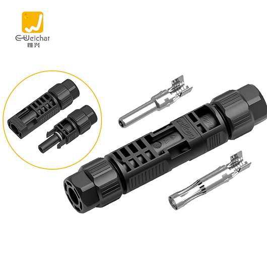 惟兴PV4系列65A工具解锁冲压针线对线太阳能光伏IP68防水连接器