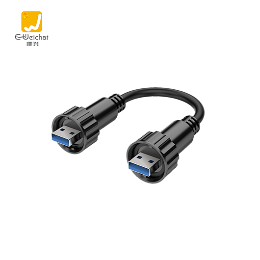 EW-USB3.0防水连接器高速传输USB双互锁公头接插件IP67户外航空插头插座