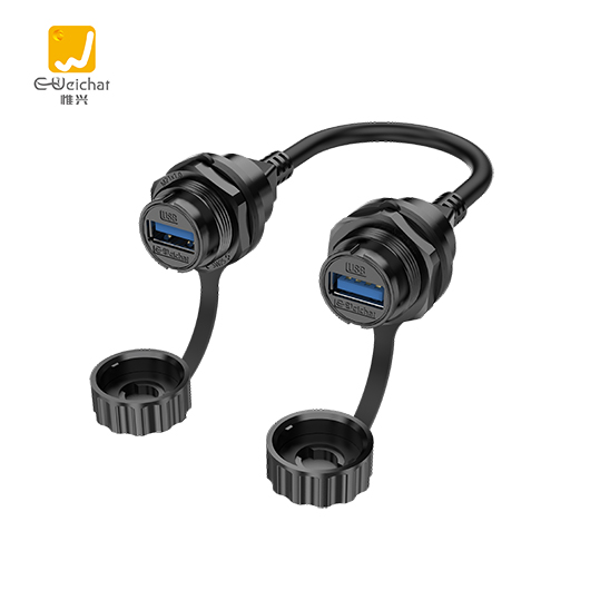 EW-USB3.0板端母座防水连接器高速传输USB接插件IP67户外航空插头插座
