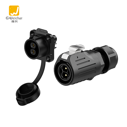 LP20型2芯冲压针塑料锁线接款法兰式塑料防水连接器