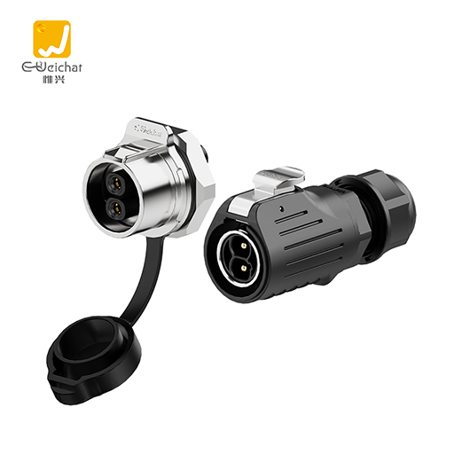 LP20型2芯冲压针金属锁线款面板式金属防水连接器