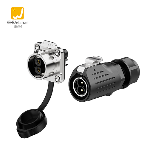 LP20型2芯冲压针金属锁线款法兰式金属防水连接器